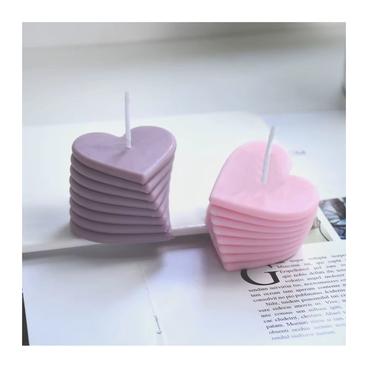 LONTL Herzförmige Aromatische Kerze in Rosa für Valentinstag und Dekoration - Bild 3