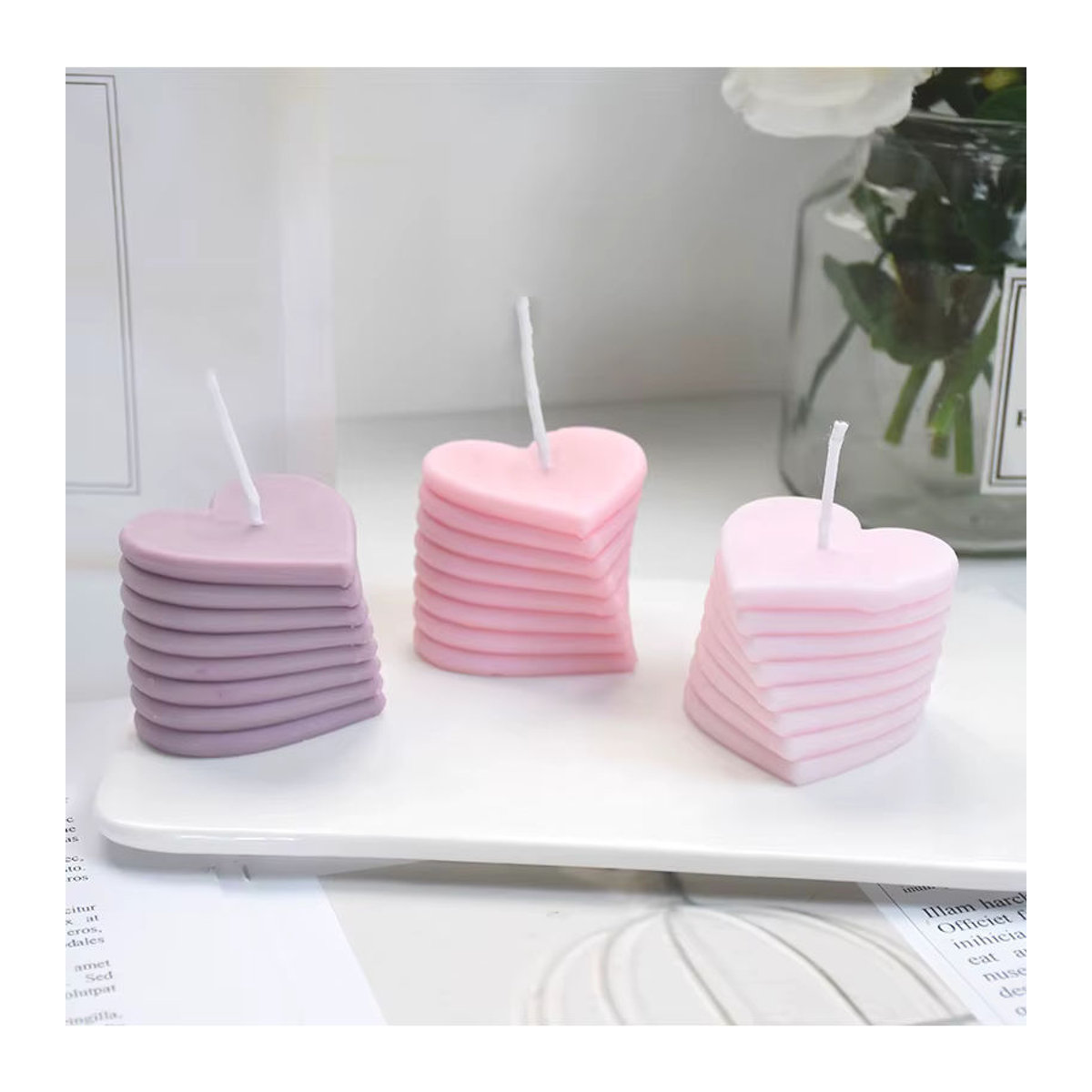LONTL Herzförmige Aromatische Kerze in Rosa für Valentinstag und Dekoration - Bild 5