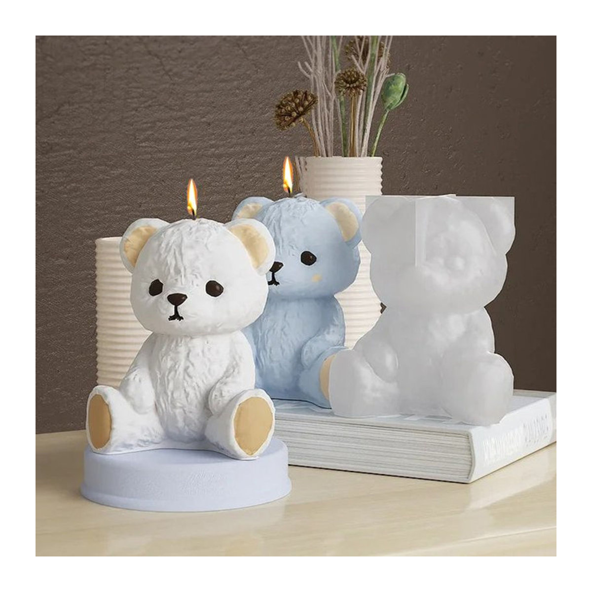 LONTL Silikonform Lächelnder Teddybär für Kerzen, Seife und Kunstharz in Weiß - Bild 1