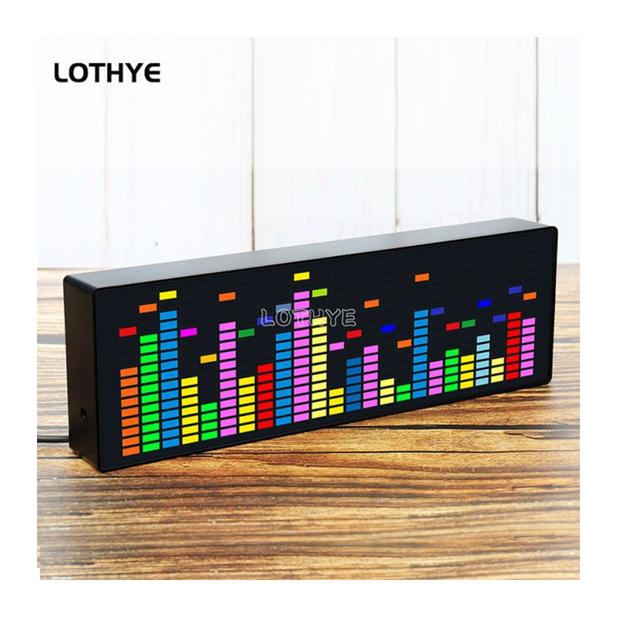 LOTHYE LED Musik Spektrum Display RGB Atmosphäre Lampe mit Sprachsteuerung und digitaler Uhr in Schwarz und Mehrfarbig - Bild 1
