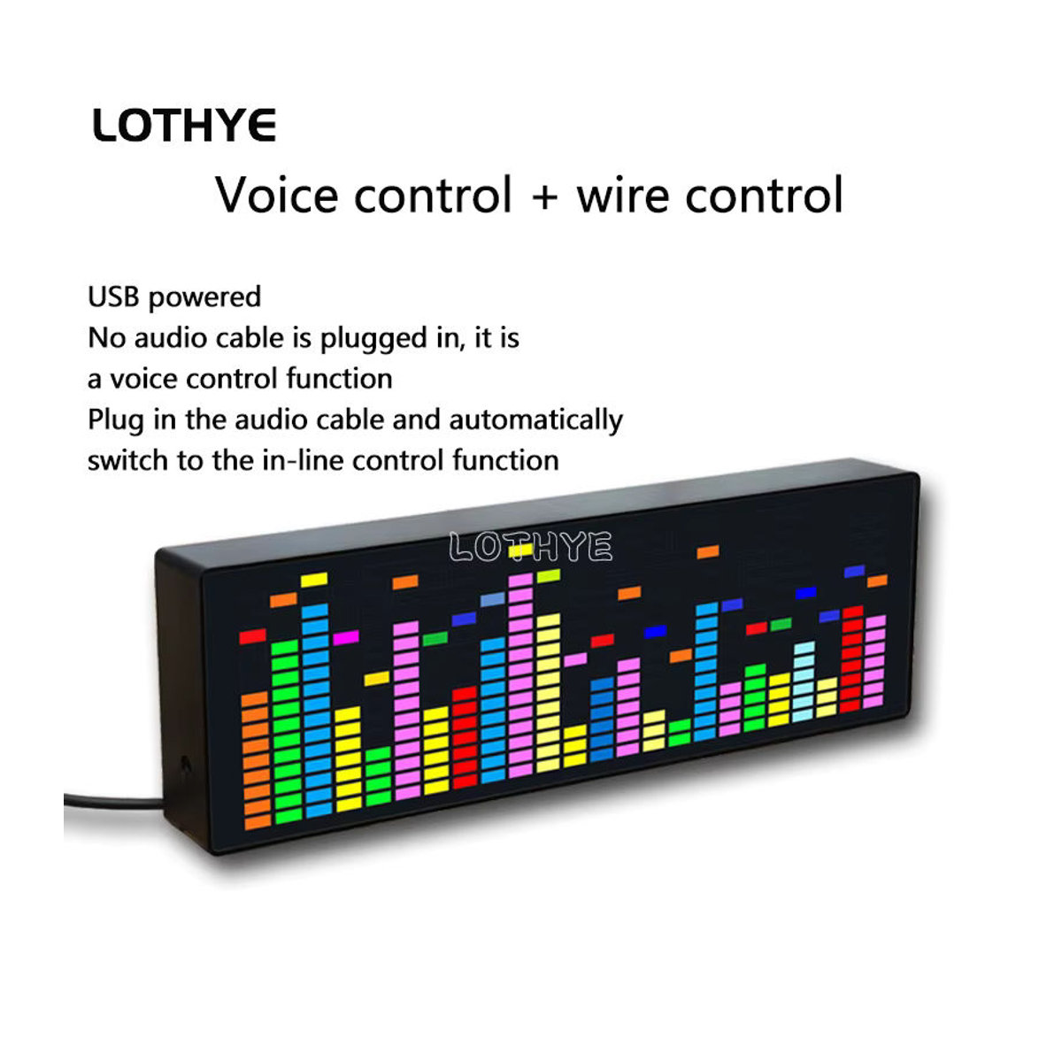 LOTHYE LED Musik Spektrum Display RGB Atmosphäre Lampe mit Sprachsteuerung und digitaler Uhr in Schwarz und Mehrfarbig - Bild 2