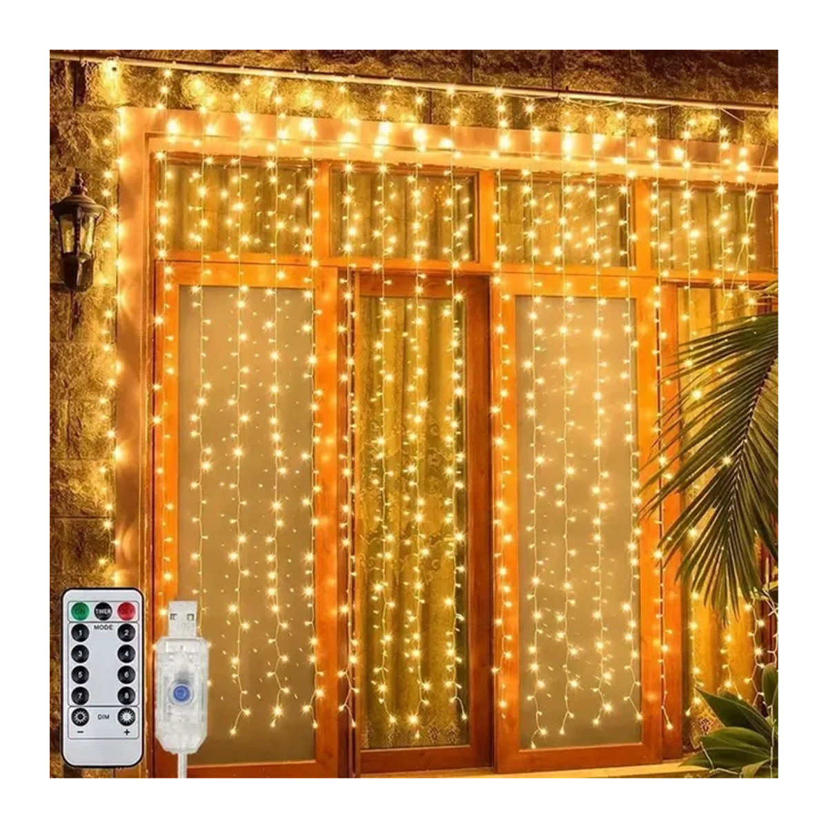 LOUCUNGAN USB-Vorhang Lichterkette mit Fernbedienung und 8 Modi für Weihnachtsdeko, Hochzeit und Schlafzimmer, 3m - Bild 1