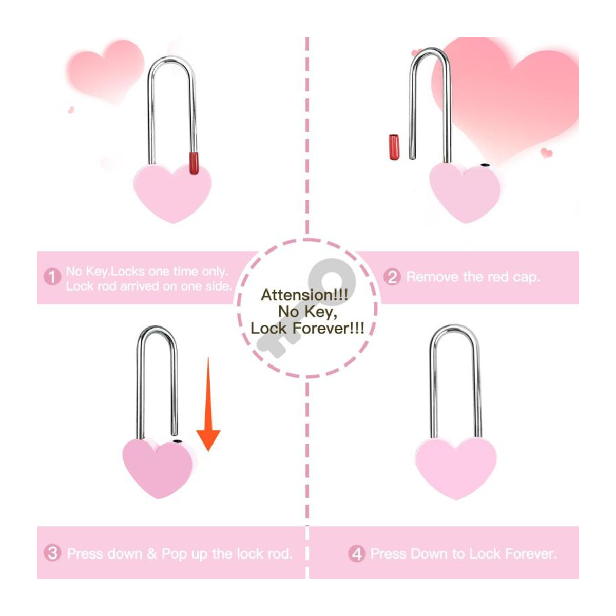 Love Home Garden Herz Vorhängeschloss Paar aus Metall in Gelb und Rosa für Verlobung, Hochzeit und Valentinstag - Bild 1