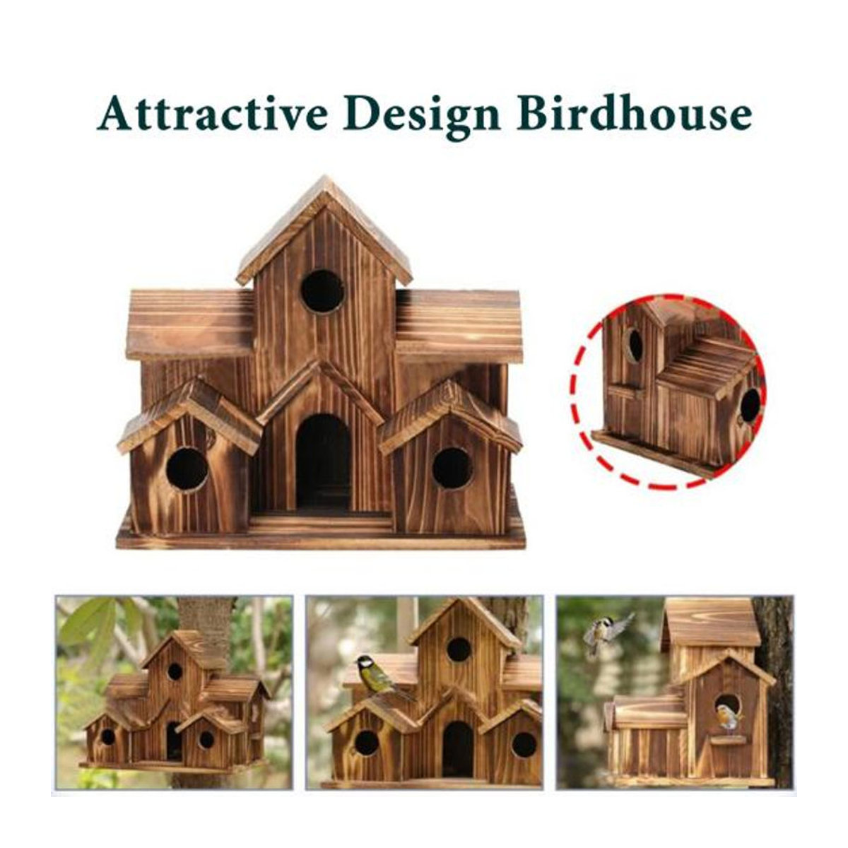 Love Pet House Vogelhaus aus Holz für draußen in Schwarz und Braun - Bild 3