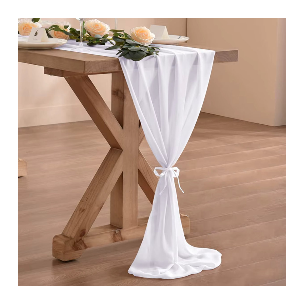 Lovezone Chiffon-Tischläufer in Weiß für Hochzeiten und Partys, B/H: 30 x 300 cm - Bild 2