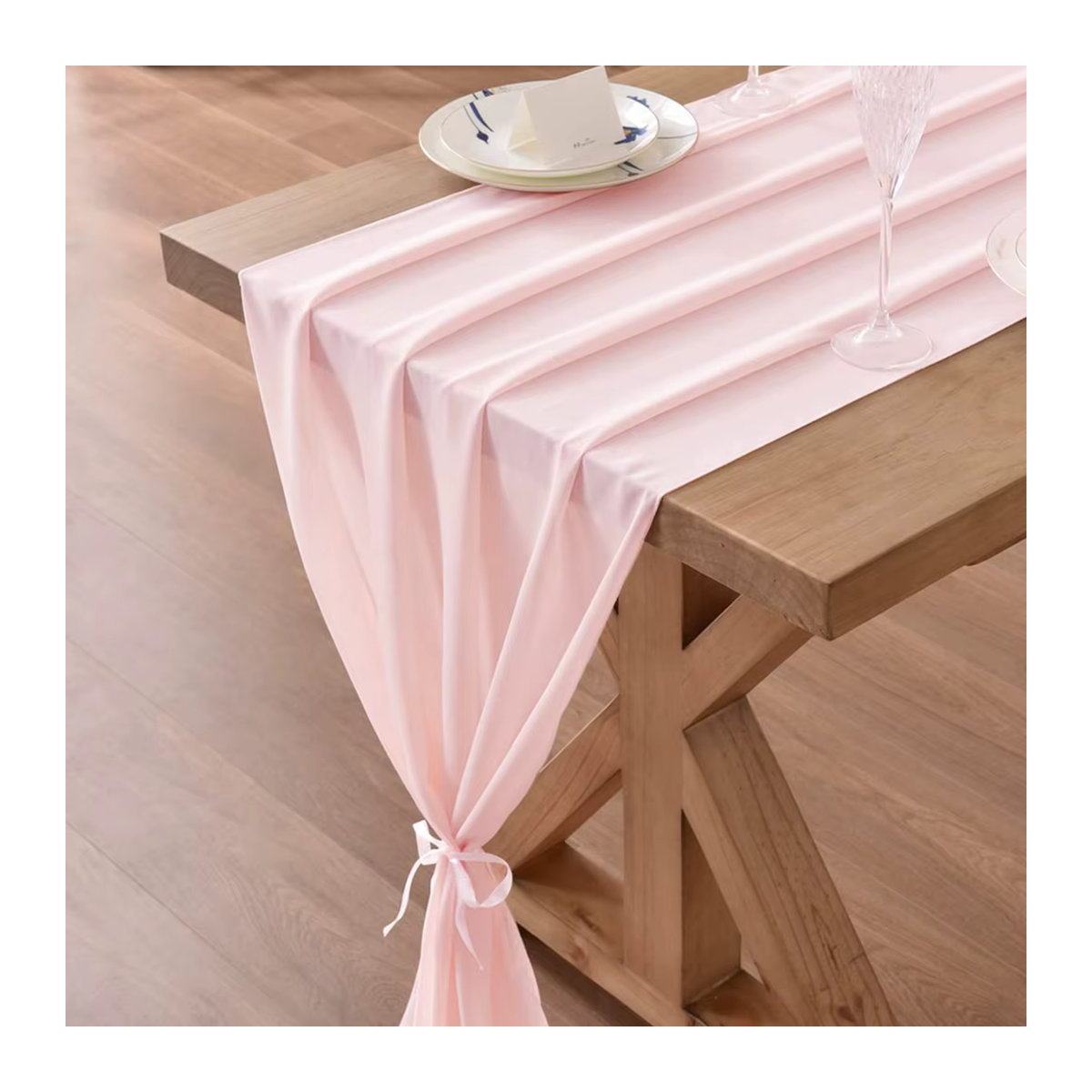 Lovezone Chiffon-Tischläufer in Weiß für Hochzeiten und Partys, B/H: 30 x 300 cm - Bild 3