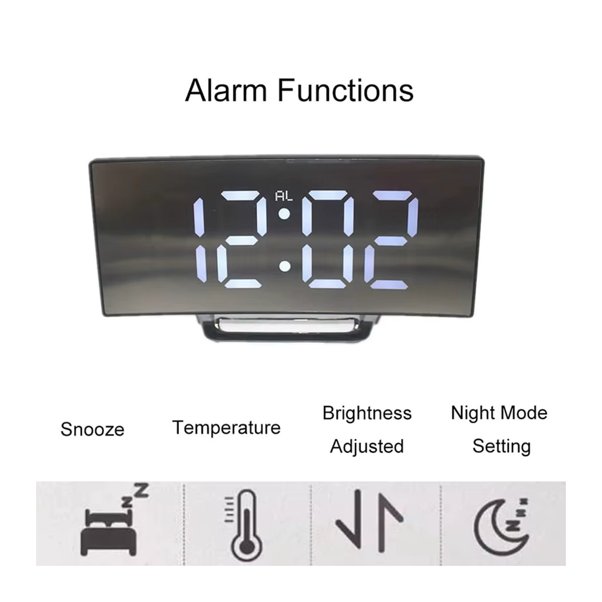 LOVOCK LED-Digitalwecker in Schwarz mit großem Display und Beleuchtung, batteriebetrieben und modernem Design - Bild 2