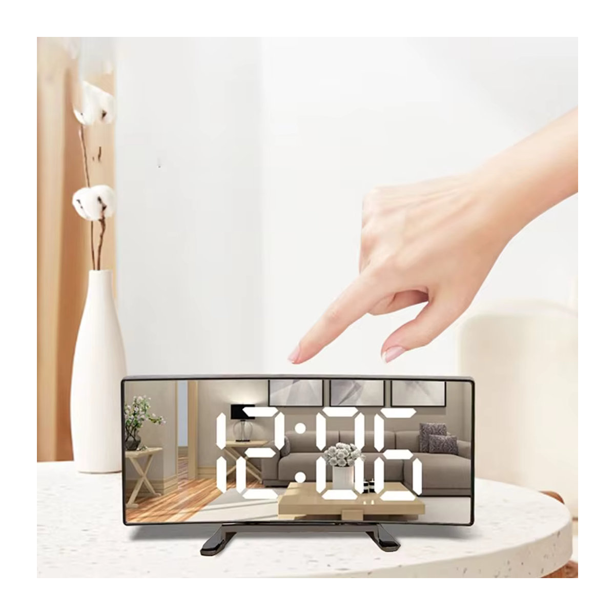 LOVOCK LED-Digitalwecker in Schwarz mit großem Display und Beleuchtung, batteriebetrieben und modernem Design - Bild 3