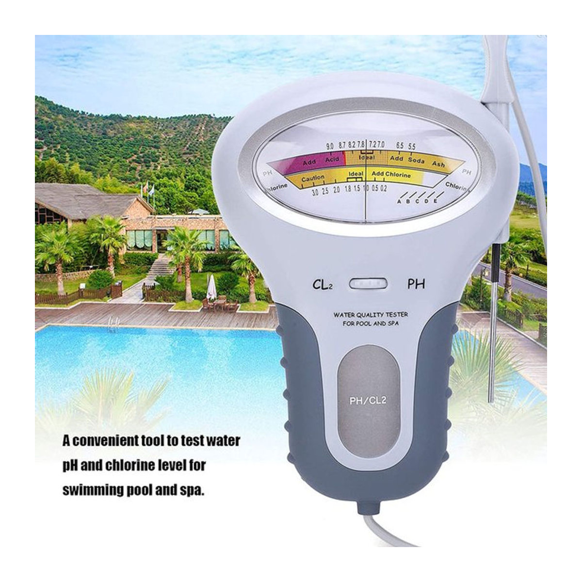 LPPCOLTD 2-in-1 pH- und Chlormessgerät zur Wasserqualitätsprüfung für Pool und Aquarium in Schwarz/Weiß - Bild 1