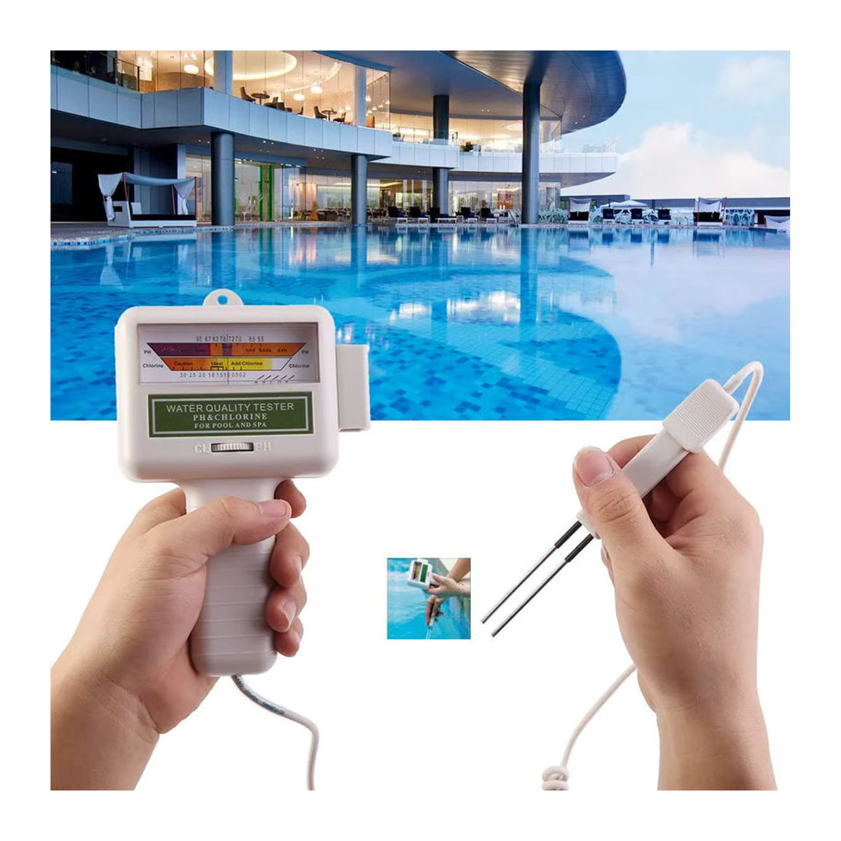 LPPCOLTD 2-in-1 pH- und Chlormessgerät zur Wasserqualitätsprüfung für Pool und Aquarium in Schwarz/Weiß - Bild 3