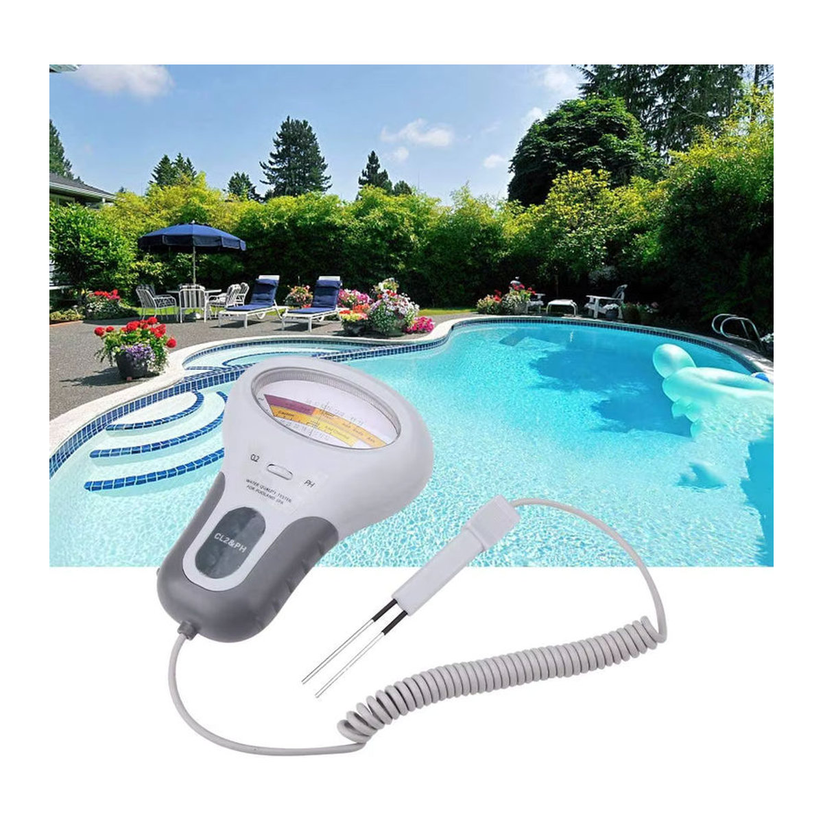 LPPCOLTD 2-in-1 pH- und Chlormessgerät zur Wasserqualitätsprüfung für Pool und Aquarium in Schwarz/Weiß - Bild 5