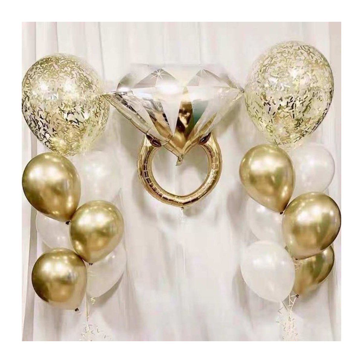 LQDIANTANG Ballon Set Herr & Frau Liebe in Roségold mit Diamant-Ring-Folie für Hochzeit und Valentinstag - Bild 1