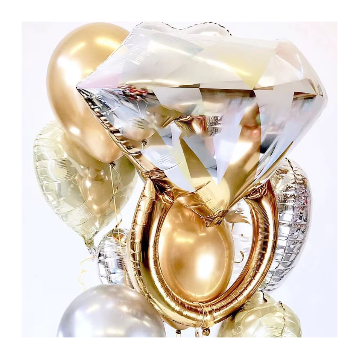LQDIANTANG Ballon Set Herr & Frau Liebe in Roségold mit Diamant-Ring-Folie für Hochzeit und Valentinstag - Bild 2