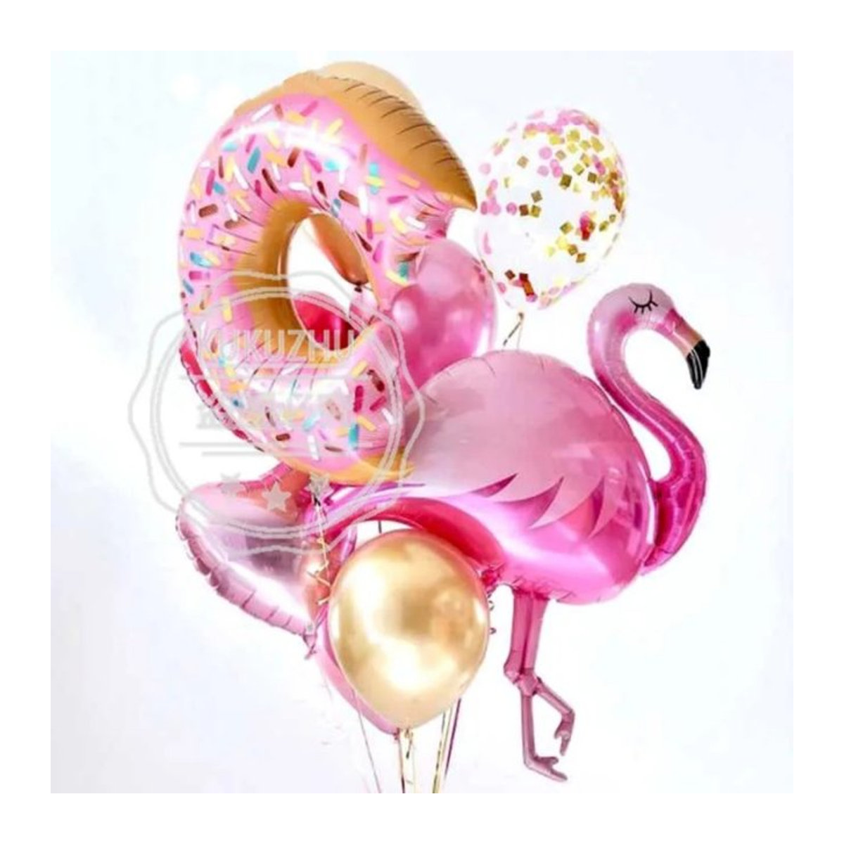 LQDIANTANG Flamingo Donut Luftballon-Set in Rosa mit Folienballon und Latexballons für Babypartys und Geburtstagsdekorationen, Durchmesser: 45,72 cm und 30,48 cm - Bild 1