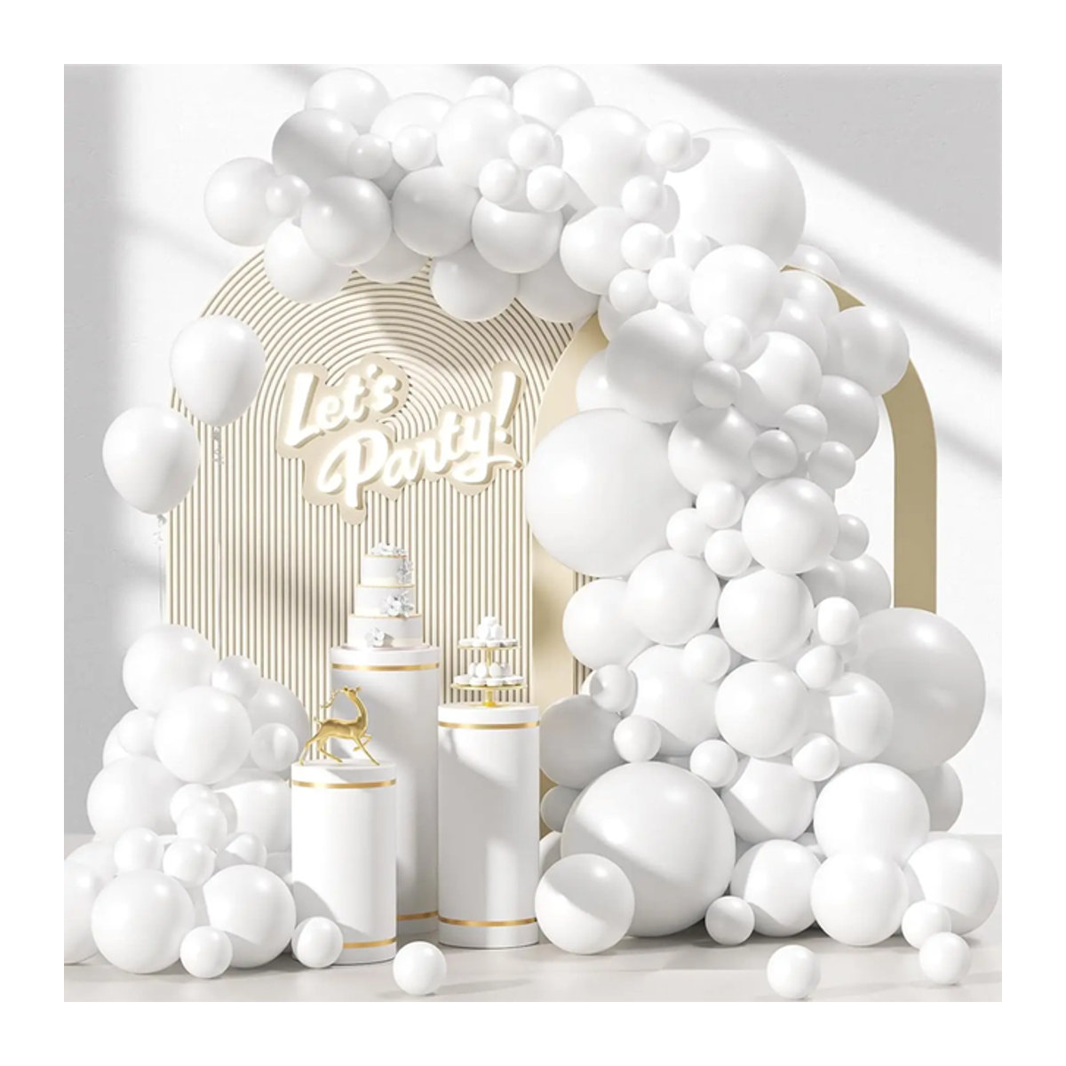 LQVYI 97-teiliges weißes Latex-Ballon-Set für unregelmäßige Ballon-Girlanden zur Dekoration von Hochzeit, Verlobung, Geburtstag oder Junggesellinnenabschied - Bild 1