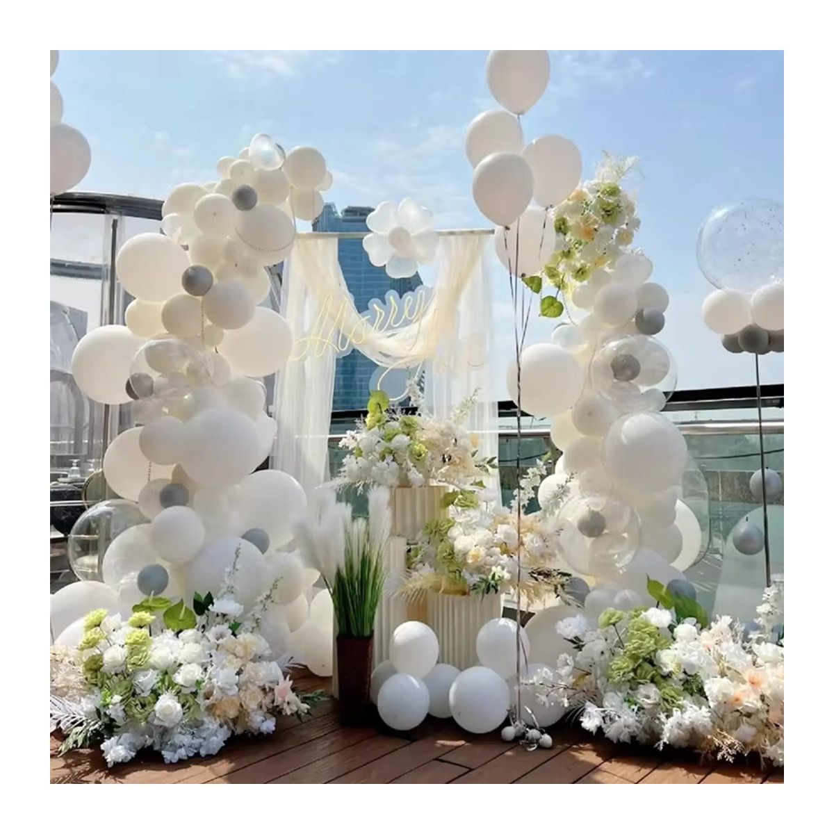 LQVYI 97-teiliges weißes Latex-Ballon-Set für unregelmäßige Ballon-Girlanden zur Dekoration von Hochzeit, Verlobung, Geburtstag oder Junggesellinnenabschied - Bild 3