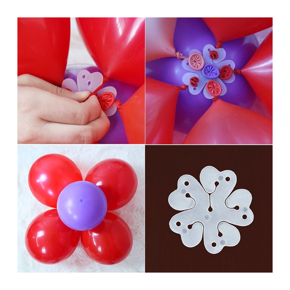 LQVYI Ballon Siegel Clips Set mit Blumenform, 50 Stück, Weiß, Kunststoff-Zubehör für Party und Geburtstag - Bild 1