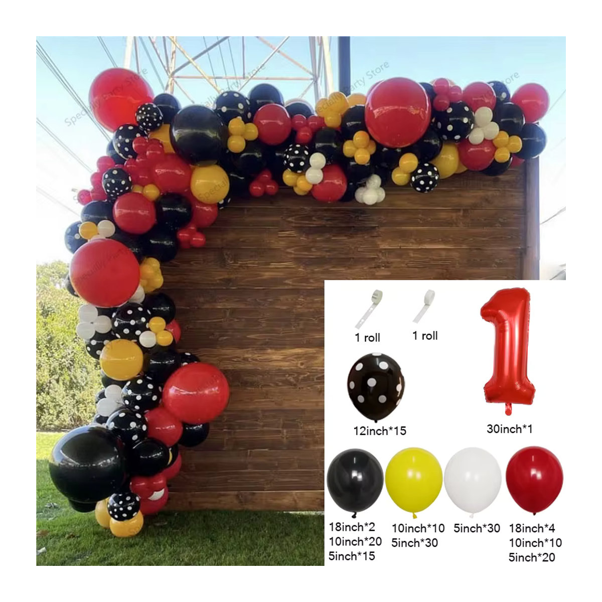 LQVYI Latex-Ballons Girlande Set in Rot, Schwarz und Gelb für Geburtstag und Baby-Shower Dekoration - Bild 2