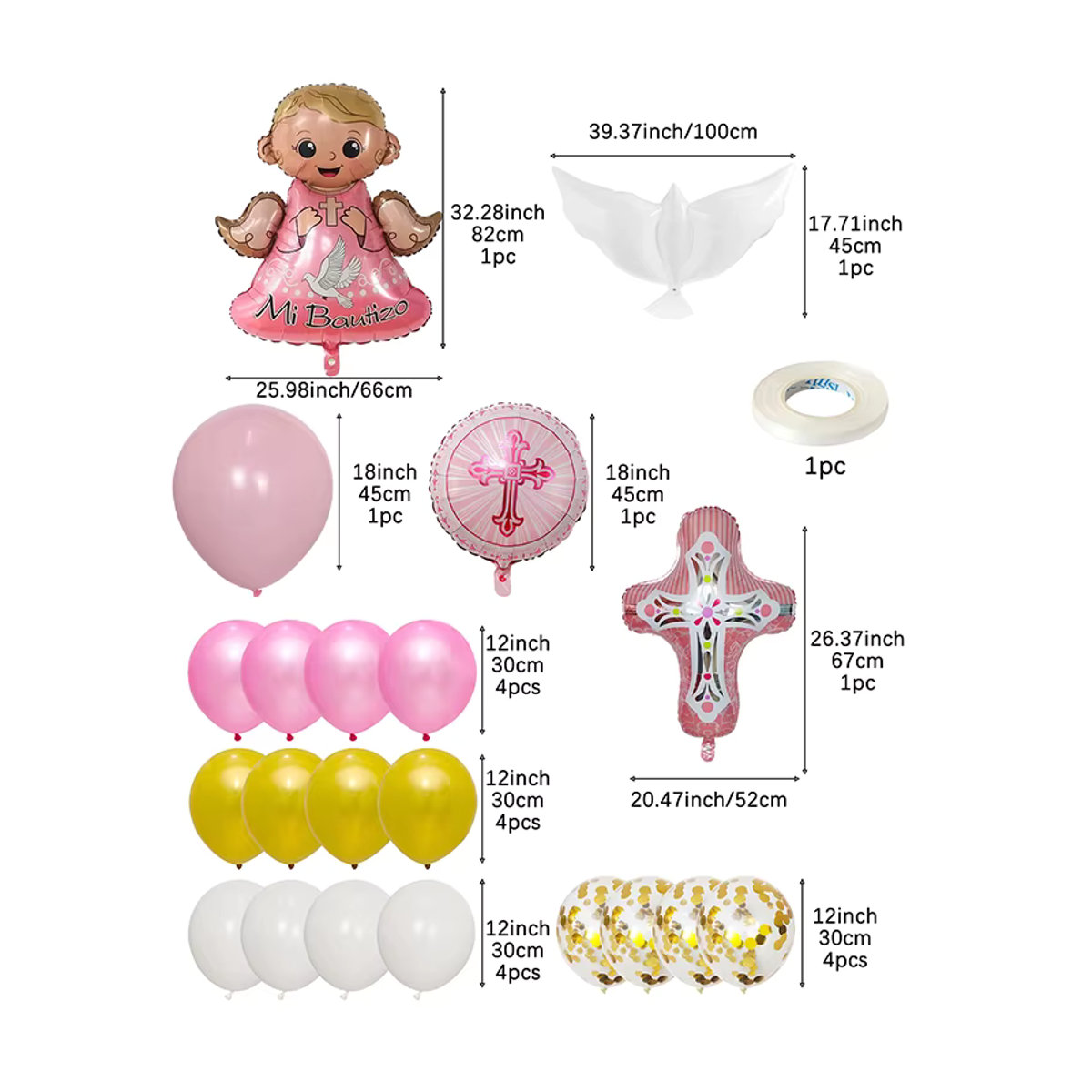 LQVYI Luftballon-Banner mit Jesus und Kreuz für Taufe, - Bild 3