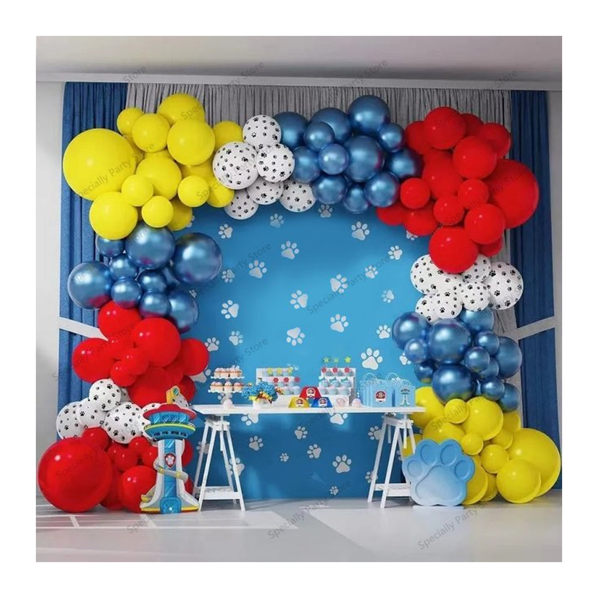 LQVYI Luftballon Girlande Set mit Hundepfoten Motiv in Rot und Gelb Metallic für Kinder Geburtstagsdekoration - Bild 1