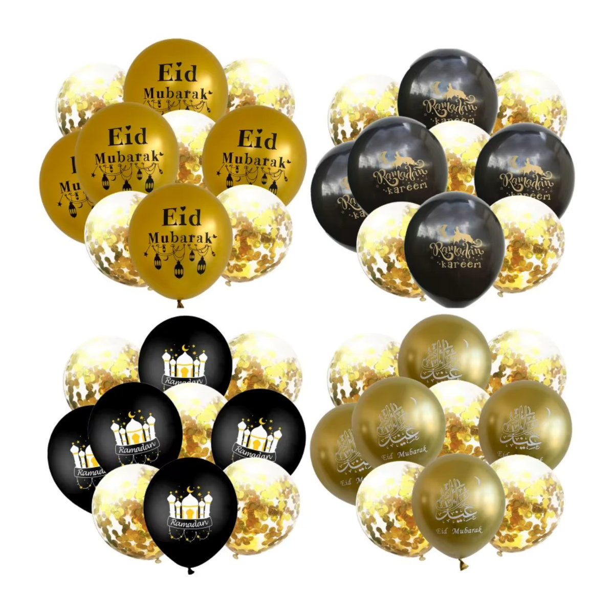 LQZZY Eid Mubarak Latex Ballons Set, 10 Stück, Weiß und Gold, Ramadan Kareem Dekoration für islamische Feste - Bild 3