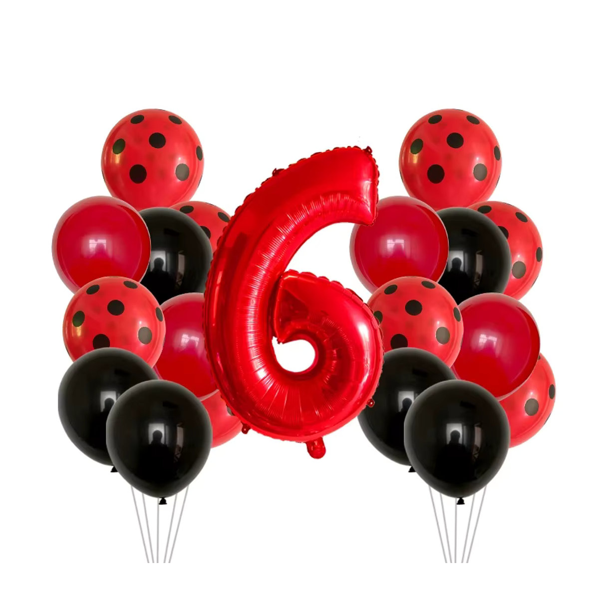 LQZZY Marienkäfer Luftballons Set mit Punkten in Rot und Schwarz, 21 Stück Latexballons für Geburtstag und Babyparty, Durchmesser: 30,5 cm - Bild 2