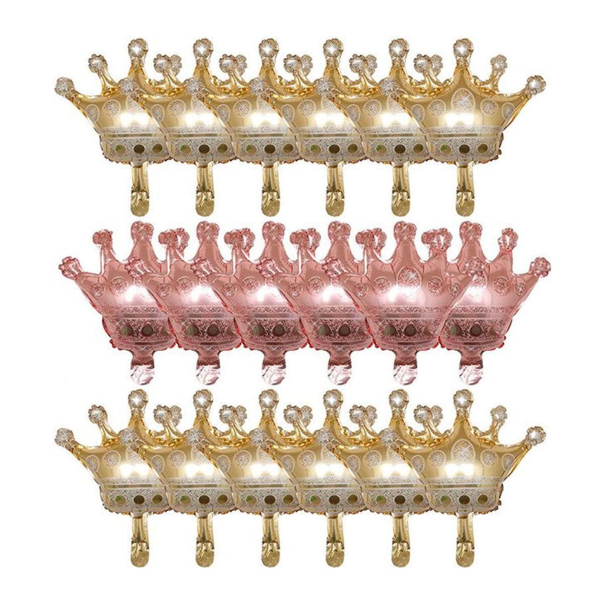 LQZZY Mini Krone Aluminiumfolien-Ballons Set, 18 Stück in Gold, Rosa und Blau, für Hochzeiten, Geburtstage und Weihnachtsdekoration, B/H: 29 x 29 cm - Bild 1