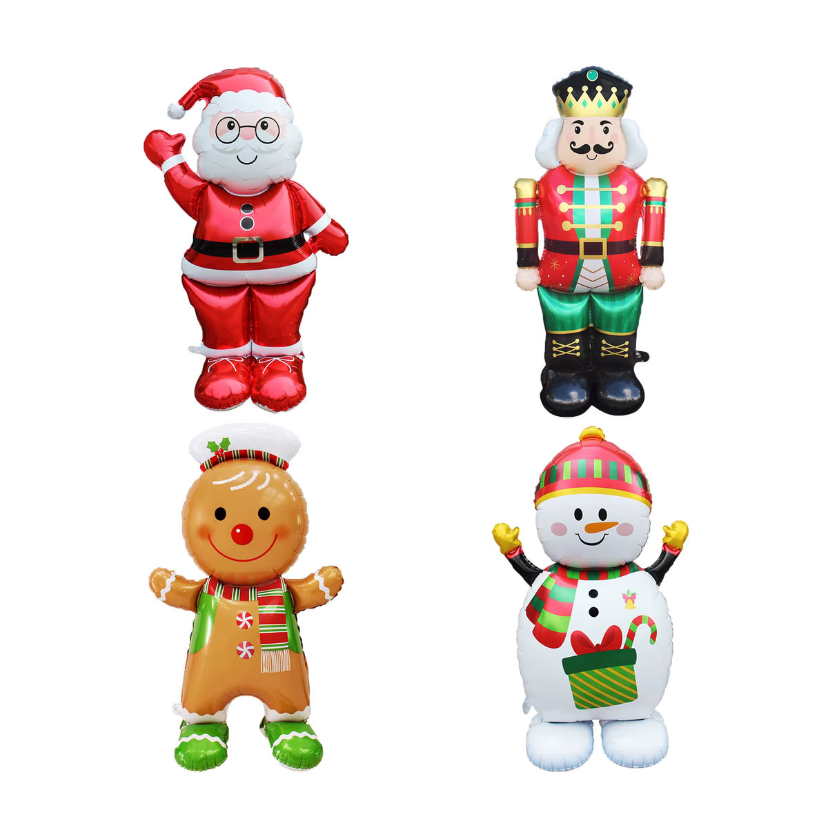 LQZZY Weihnachts Luftballon Figuren Set aus Kunststoff mit Weihnachtsmann, Schneemann, Lebkuchenmann und Rentier in Mehrfarbig - Bild 4