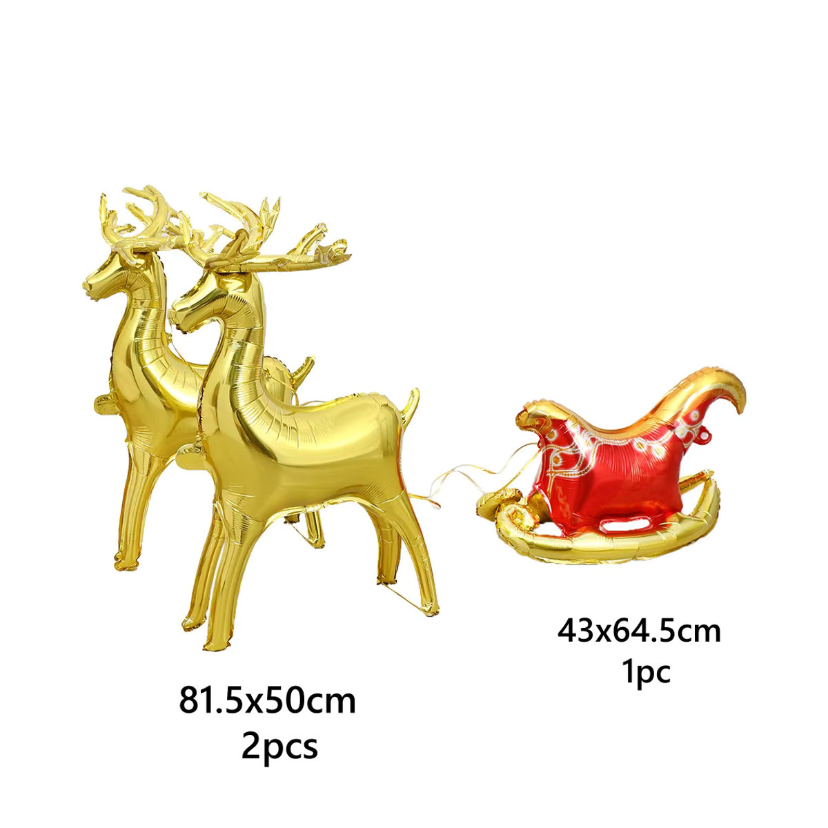 LQZZY Weihnachtsballons Set aus 3 Stück in Gold mit Elch und Schlitten zur Weihnachtsdekoration - Bild 4