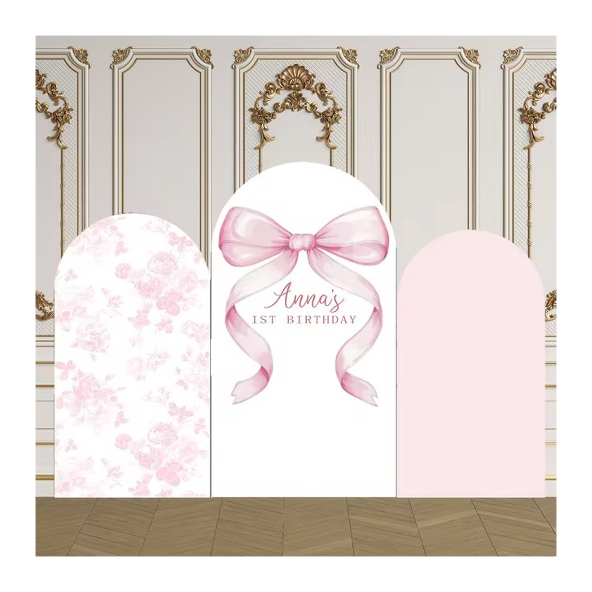 LS 2-seitige Bogenabdeckung Pink Now in Rosa als florale Wanddekoration für Kindergeburtstage und Babypartys - Bild 1