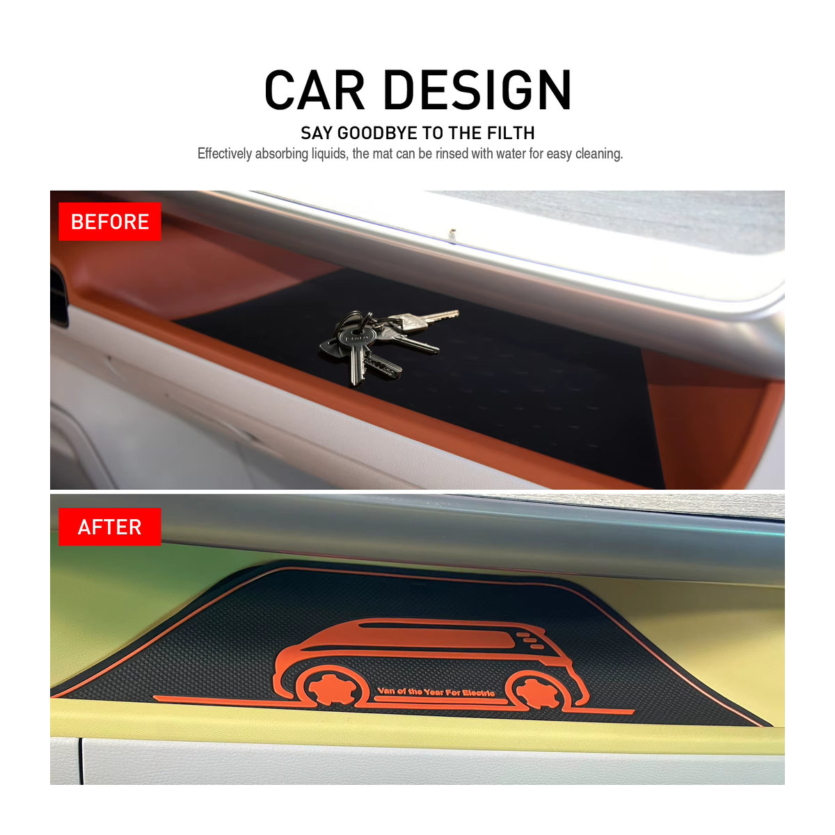LS AUTO 26er Set rutschfeste Auto-Tassenuntersetzer für Volkswagen VW ID. Buzz in Schwarz aus Kunststoff - Bild 3