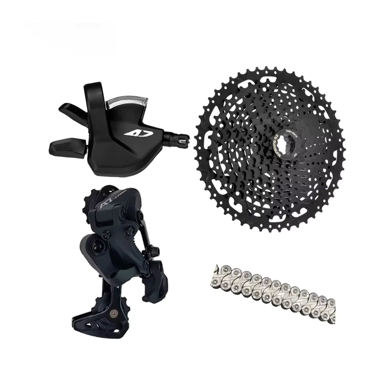 LTWOO A7 MTB Schaltgruppe 10-Gang Set mit Schalthebel, Schaltwerk, Sunshine Kassette und VXM Kette in Schwarz - Bild 4