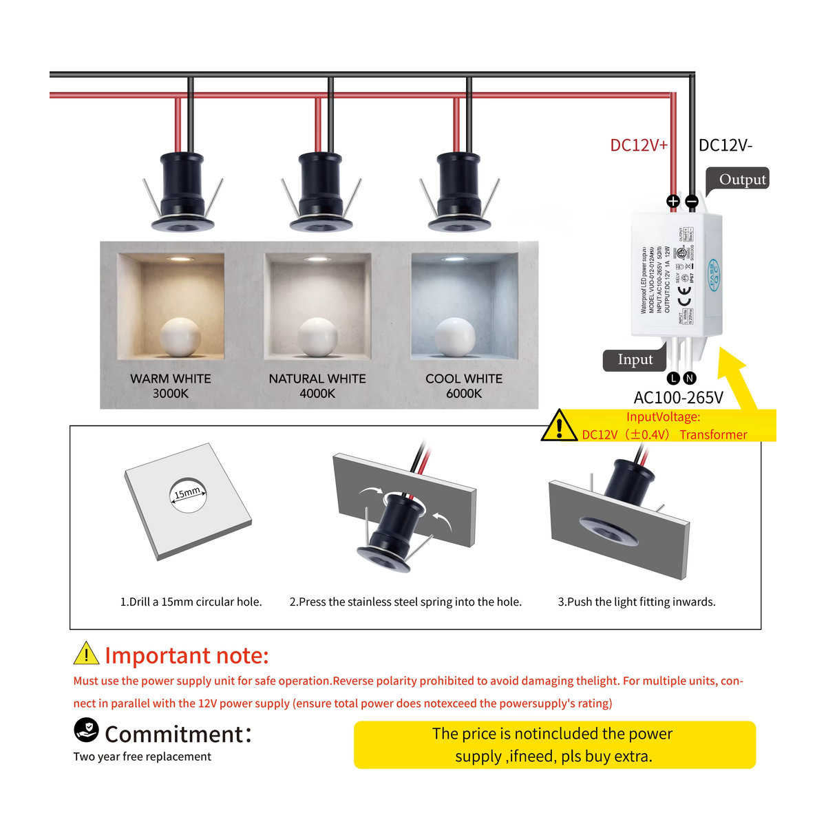 LUCERNA Mini LED Einbaustrahler 1W 12V IP65 Dimmbar aus Aluminium in Schwarz, Weiß oder Silber - Bild 4