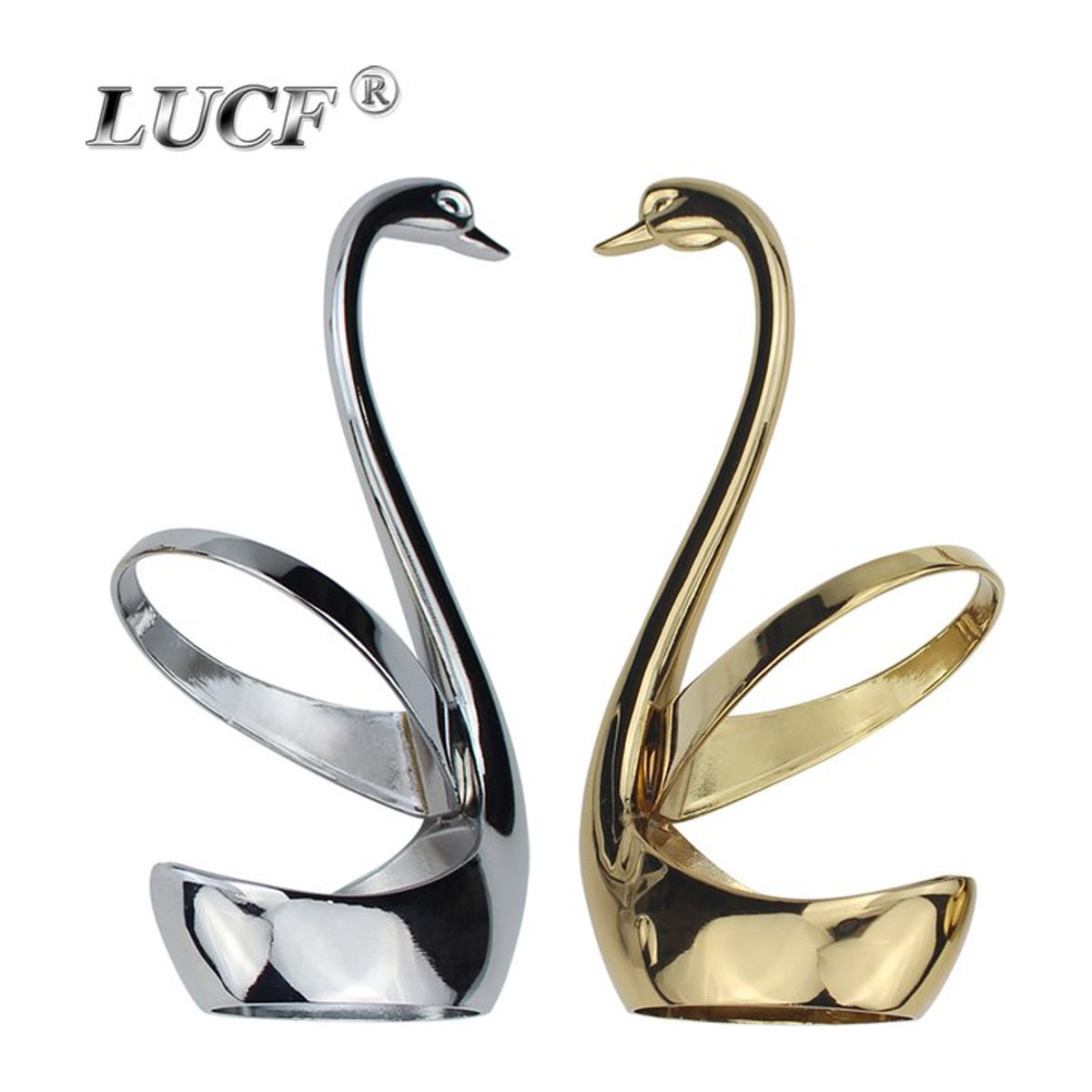 LUCF Besteckhalter Schwanenform aus Zinklegierung in Silber als dekorative Küchenaccessoire - Bild 1