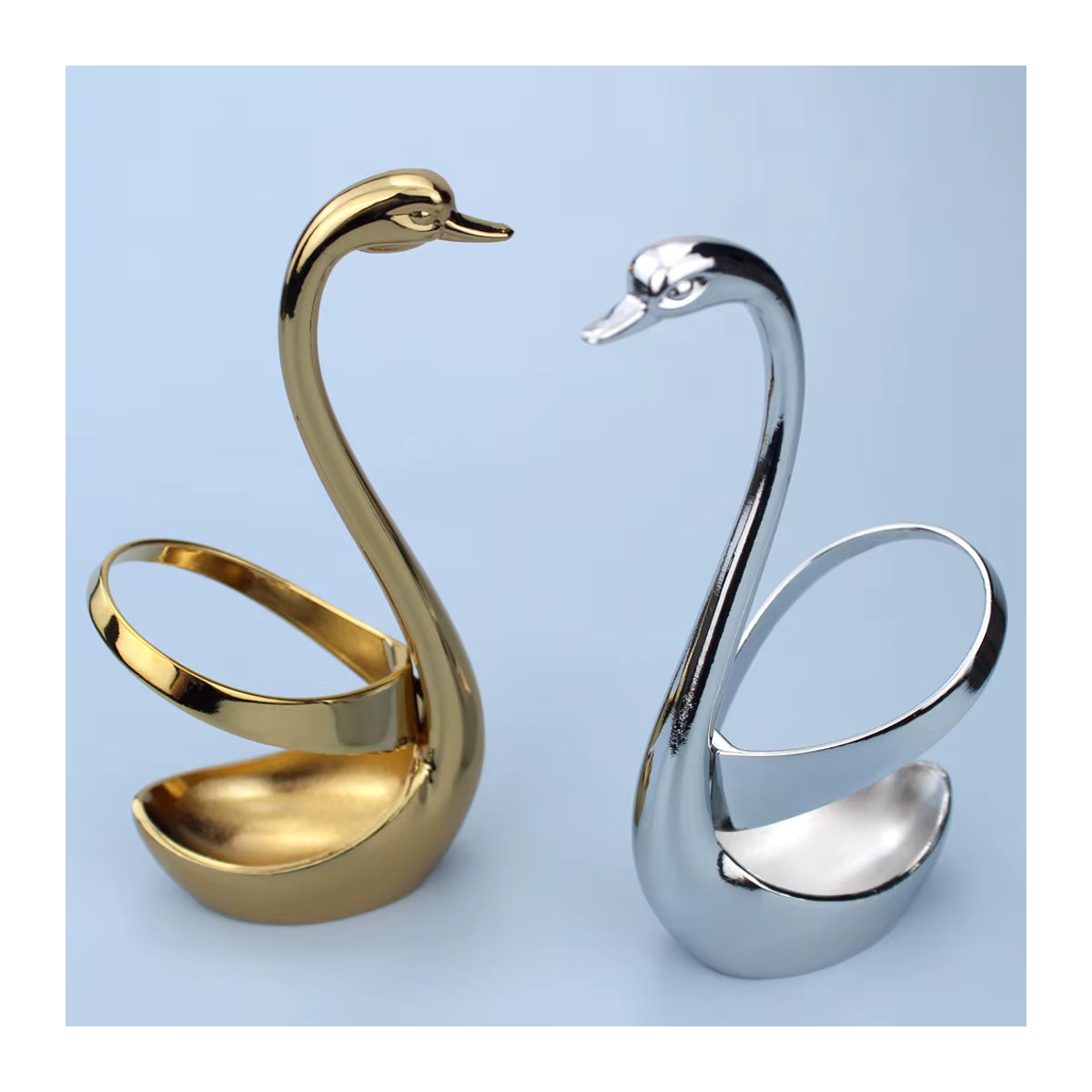 LUCF Besteckhalter Schwanenform aus Zinklegierung in Silber als dekorative Küchenaccessoire - Bild 2