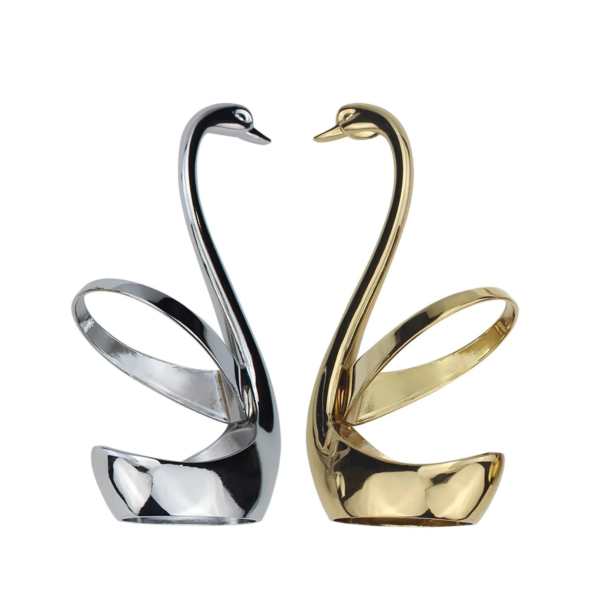 LUCF Besteckhalter Schwanenform aus Zinklegierung in Silber als dekorative Küchenaccessoire - Bild 3