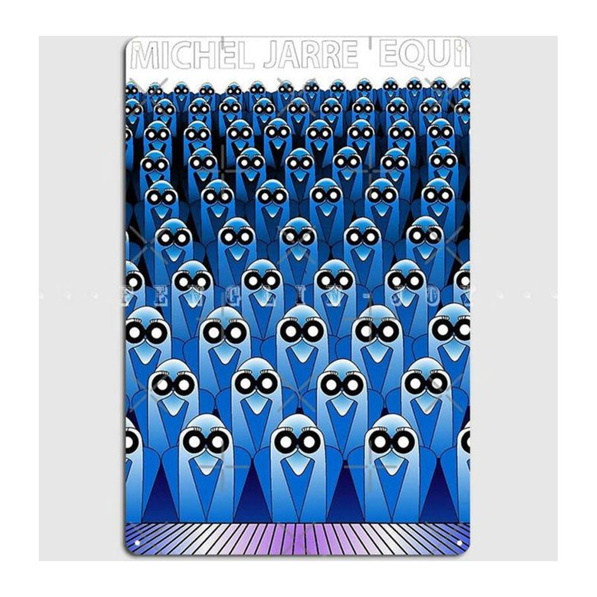 Lucky Starfish DECO Metallplakette Jean Michel Jarre Equinoxe LP Artwork Blau Abstrakt Vintage Wanddeko B: 40 cm, H: 30 cm - Bild 1