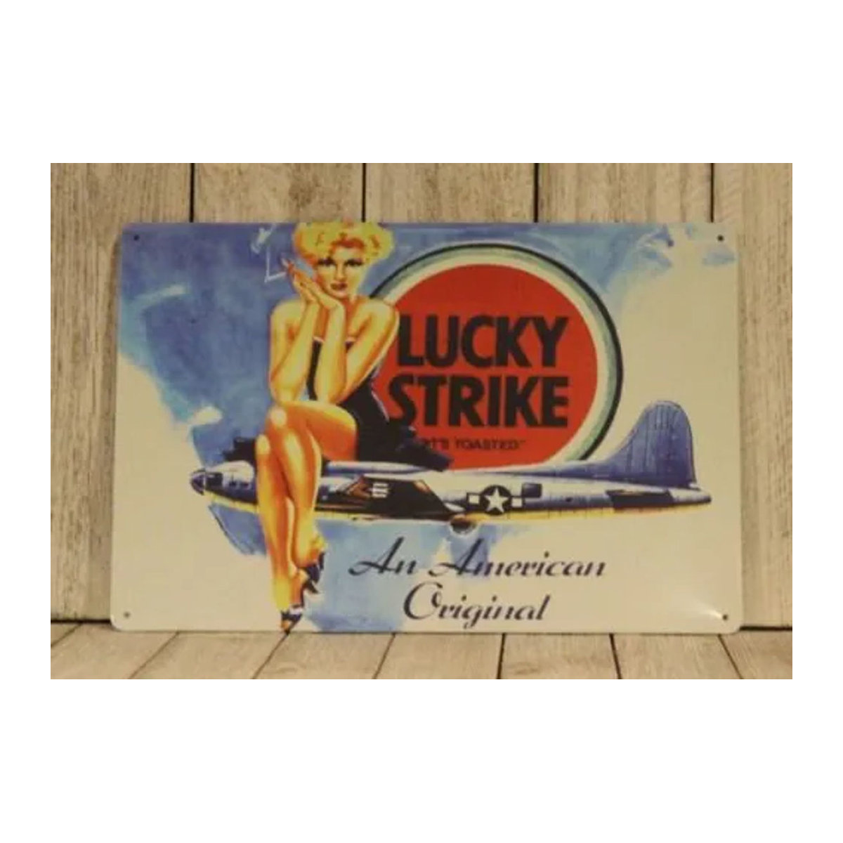 Lucky Strike Pinup Girl Metallschild im Vintage-Stil, mehrfarbiges Wanddekor aus Metall für deine Dekoration - Bild 1