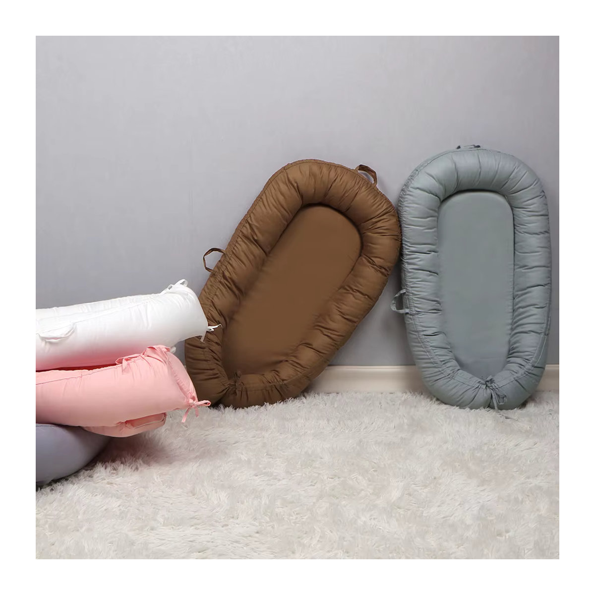 LuckyHui Baby Nest Tragbare Wiege für Neugeborene in Schwarzgrün und Grau - Bild 2