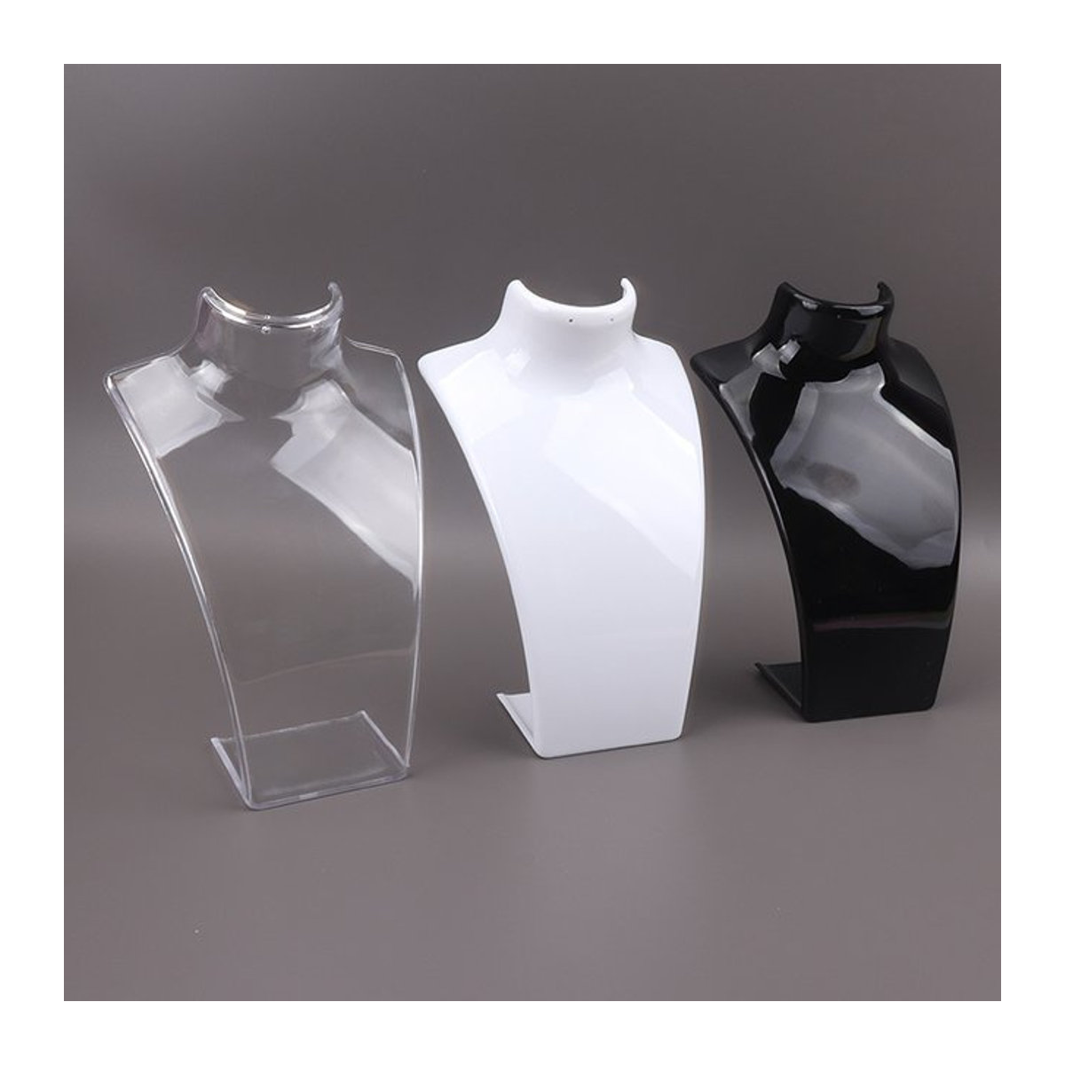 Luckyiasv Acryl Schmuckständer in Transparent und Weiß für Halsketten, Anhänger und Ohrringe mit minimalistischem Design - Bild 1
