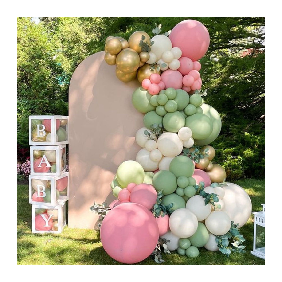 Luftballon Girlande Bogen Set von joy-enlife in Grün und Rosa aus Latex für Kindergeburtstage und Hochzeiten - Bild 1