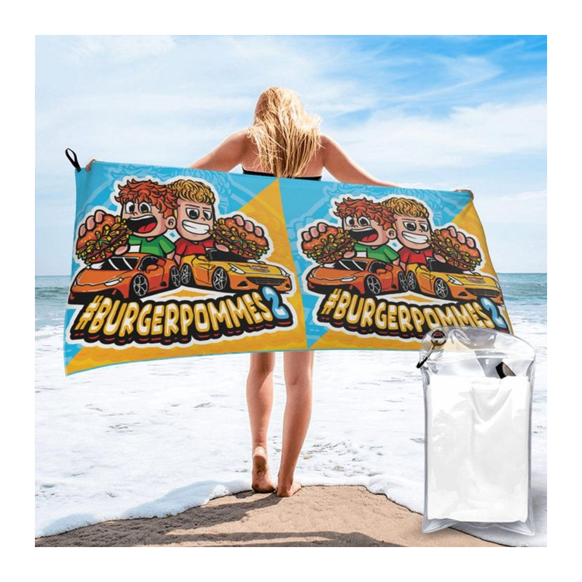 LukasBS Strandtuch Burgerpommes ICrimax Game aus weicher Mikrofaser, schnelltrocknend und saugfähig, B: 80 cm, H: 160 cm - Bild 1