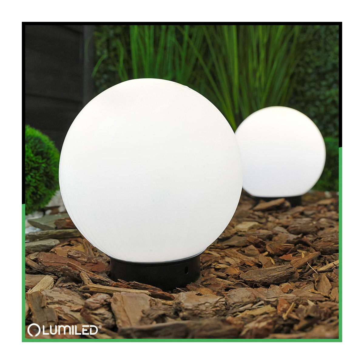 Lumiled Gartenleuchte Lumikula2 Außenleuchte Kugel in Weiß, modern, E27, IP65, Durchmesser: 20 cm - Bild 2