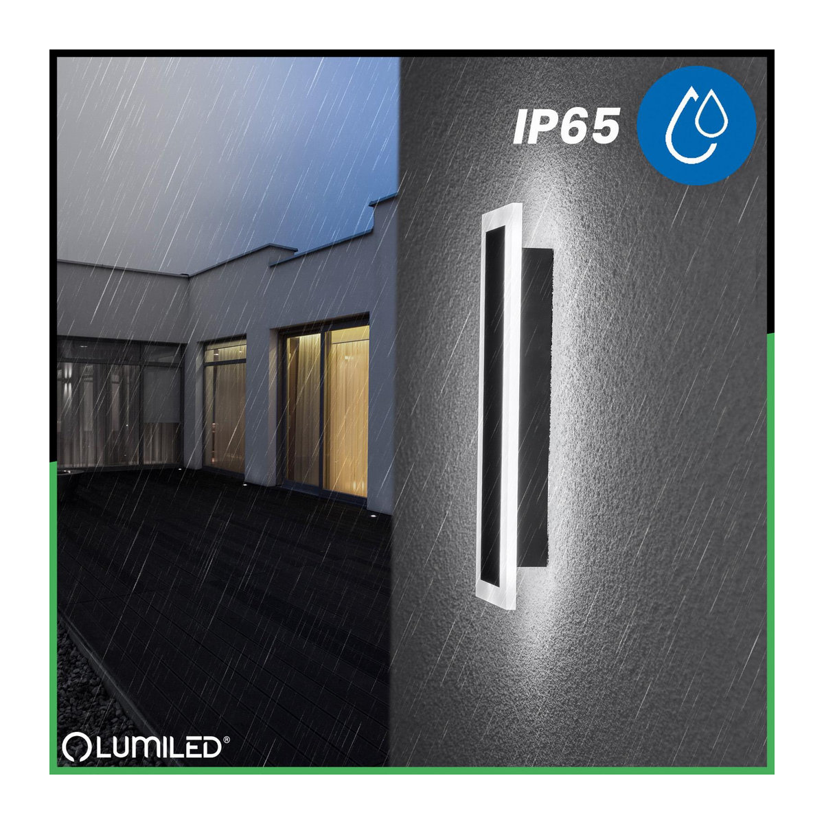 Lumiled LED-Außenwandleuchte Olio modern, 9W, 4000K Neutralweiß, IP65, Höhe: 30 cm - Bild 2