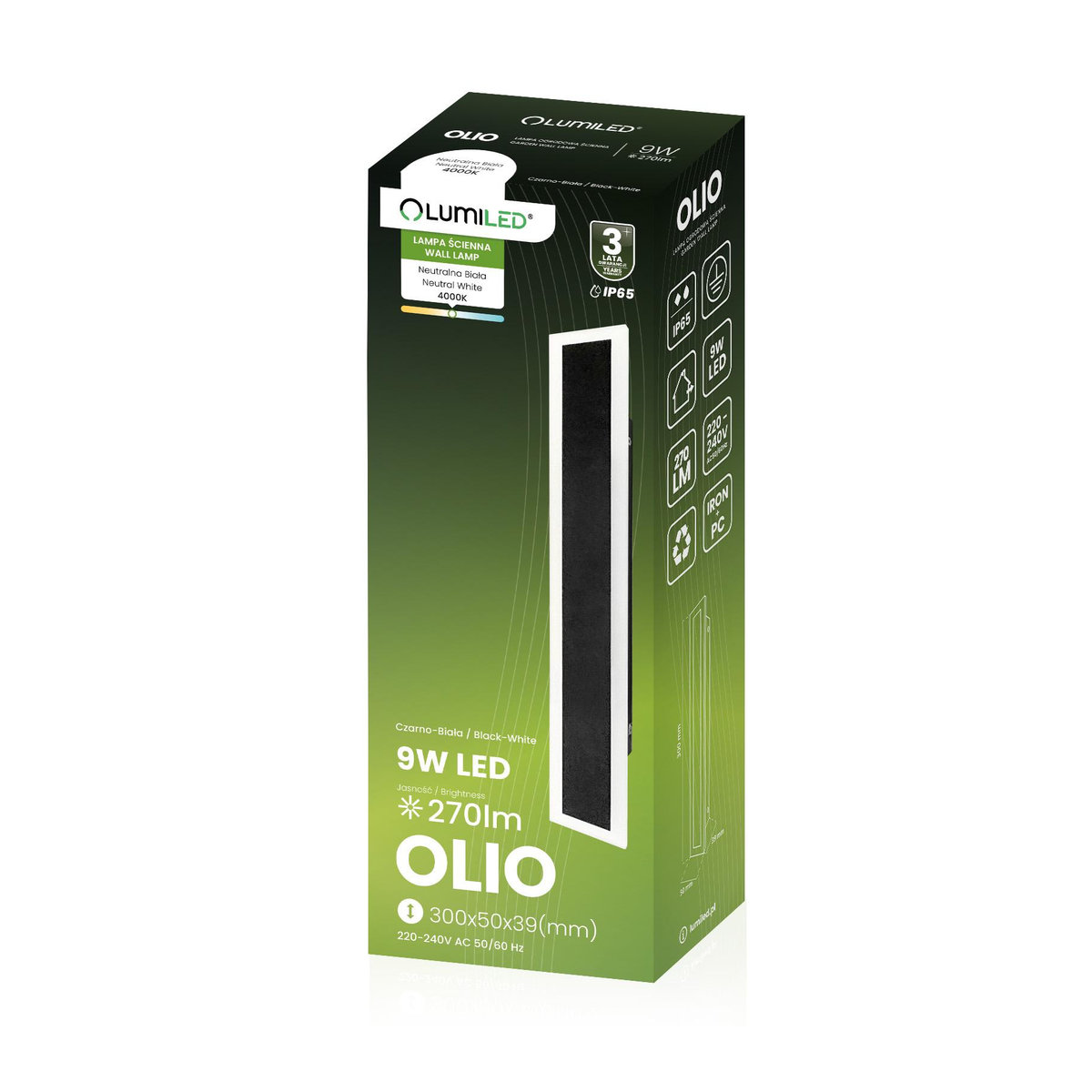 Lumiled LED-Außenwandleuchte Olio modern, 9W, 4000K Neutralweiß, IP65, Höhe: 30 cm - Bild 3