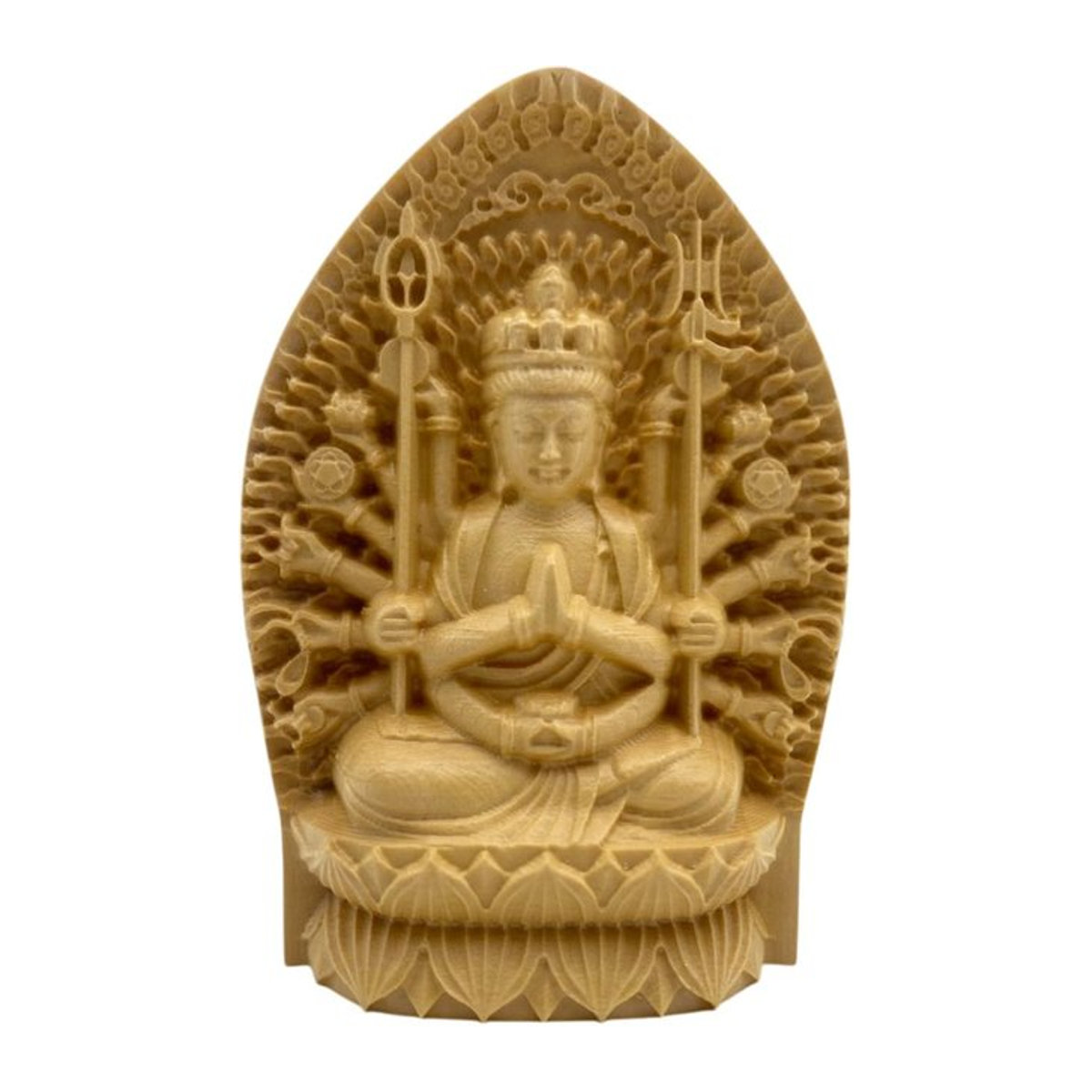 Lunari Mini Buddha Statue aus Holzschnitzerei als buddhistische Altar Figur - Bild 1