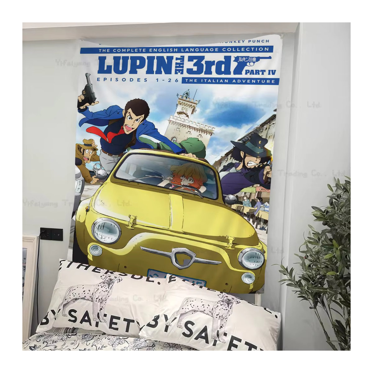 Lupin III Comics Diagramm Wandteppich im Science Fiction Design, mehrfarbiger Wandbehang im Bohemian-Stil für dein Zuhause - Bild 2