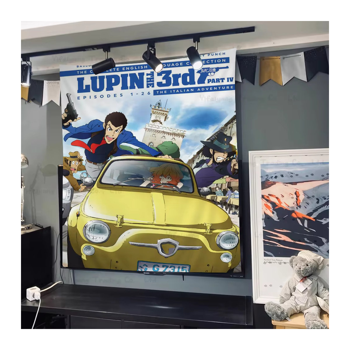 Lupin III Comics Diagramm Wandteppich im Science Fiction Design, mehrfarbiger Wandbehang im Bohemian-Stil für dein Zuhause - Bild 5