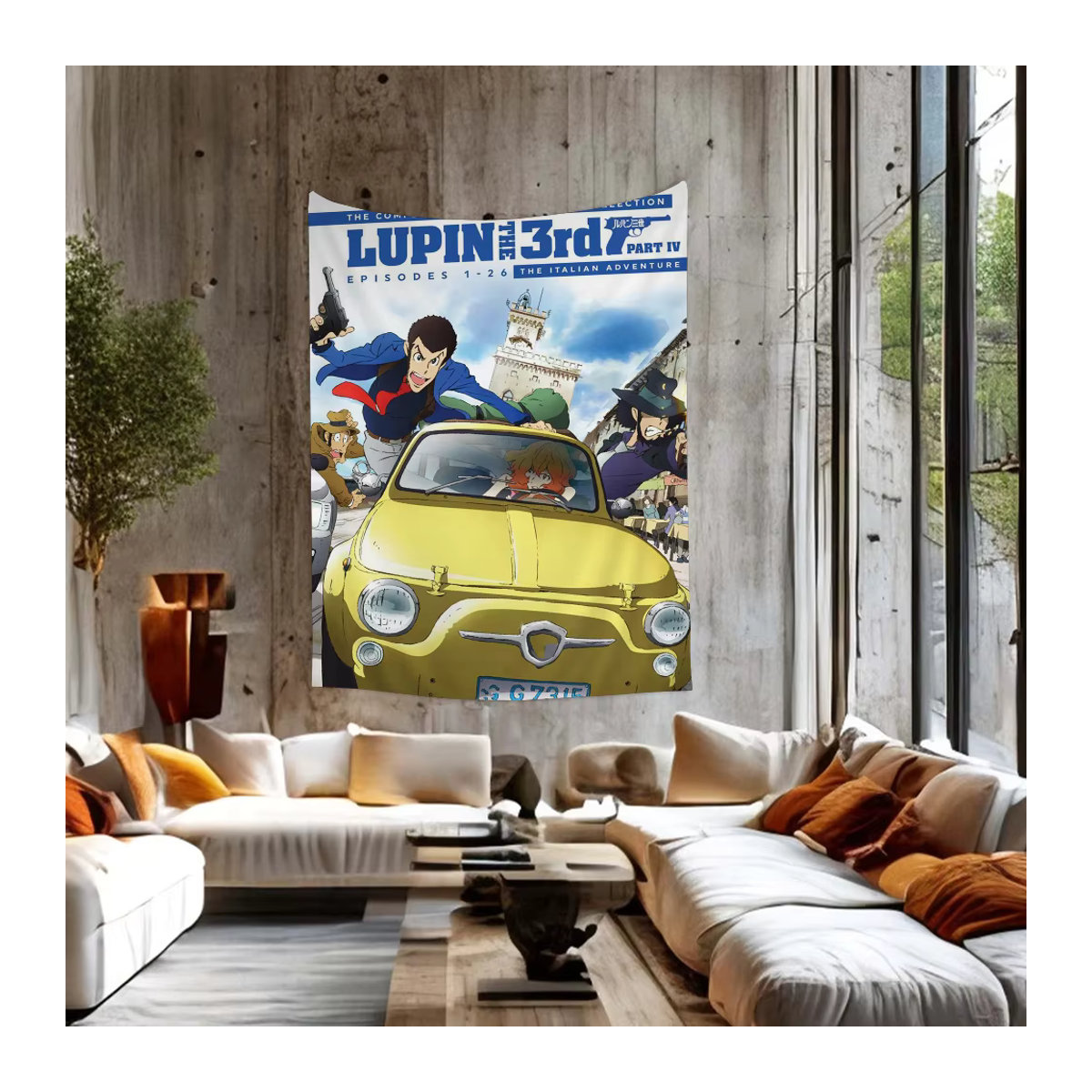 Lupin III Comics Diagramm Wandteppich im Science Fiction Design, mehrfarbiger Wandbehang im Bohemian-Stil für dein Zuhause - Bild 6