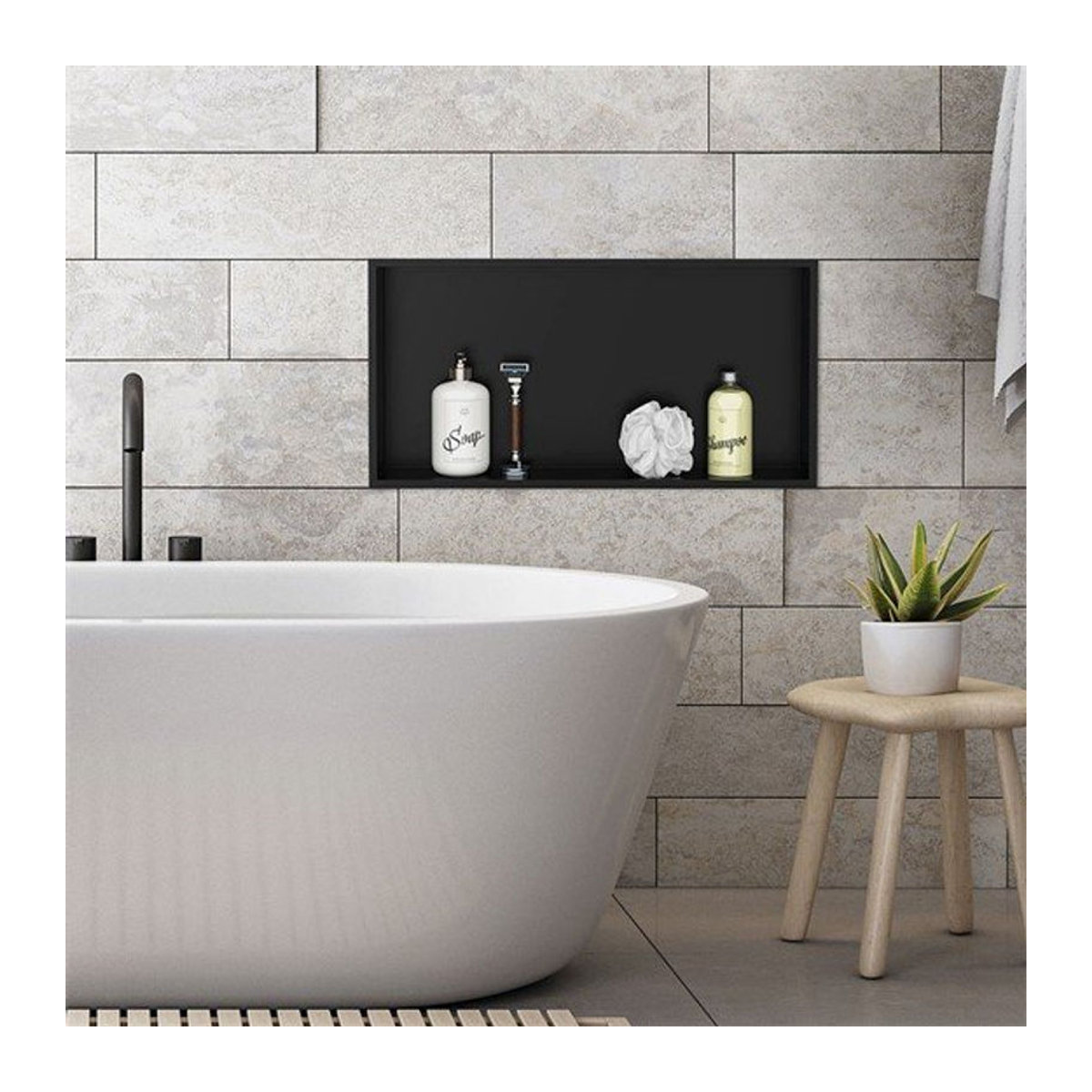 LuxeBath Badregal als Duschablage in Schwarz matt, B/H: 60 x 30 cm - Bild 1